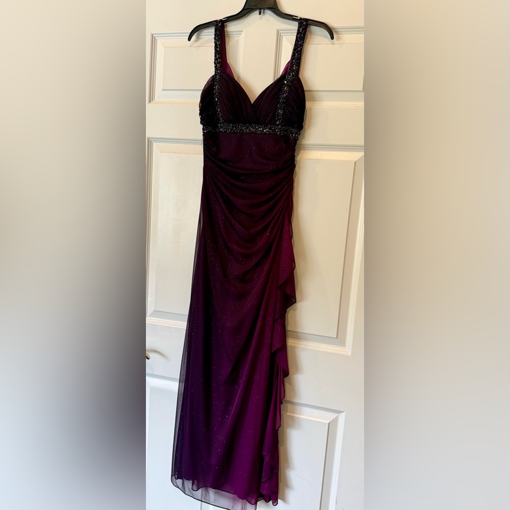Purple, embellished evening gown - Picture 2 of 5